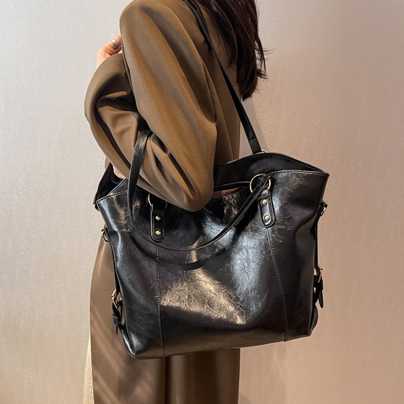 Luxury Tote Bags With Zipper - Vintage Women's Shoulder Bag Large Capacity