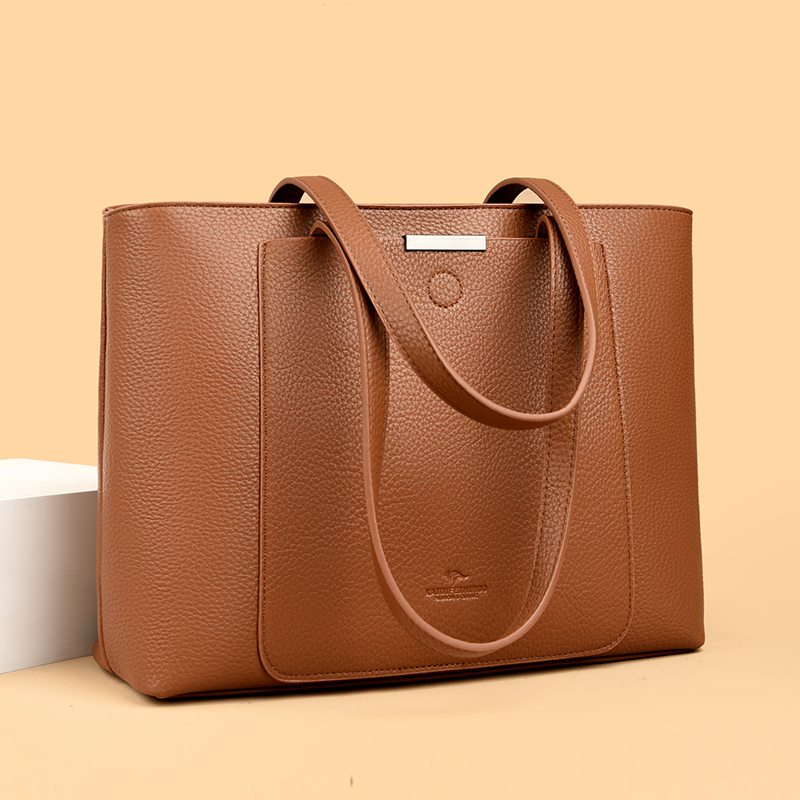 Luxury Tote Bags With Zipper - Genuine Brand Soft Pu Leather Hand