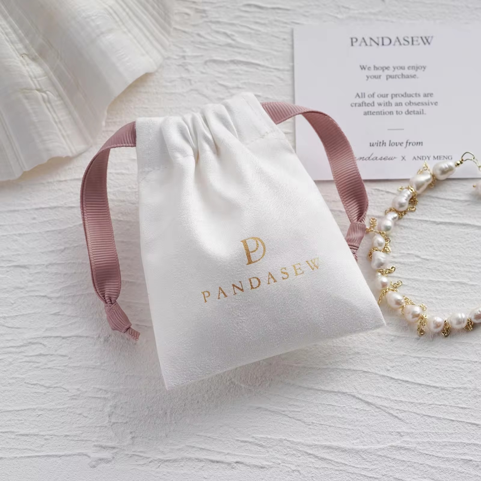 Luxury Bags For School - Custom Logo Luxury Suede Drawstring Package