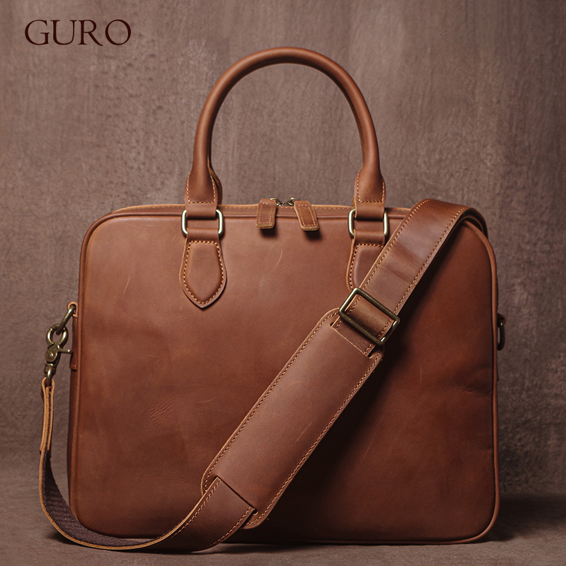 GURO Men Crazy Horse Cowhide B - Luxury Tote Bags With Zipper recension och pris